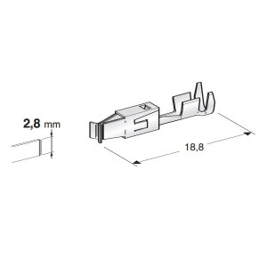 Konektor JPT WP F280 żeński 2.8mm przekrój przewodu 0.5 - 1 mm2