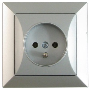 Gniazdo z uziemieniem podtynkowe pojedyńcze srebrne OPAL