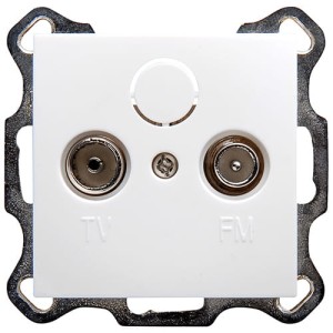 Gniazdo RTV przelotowe podtynkowe białe, 60 corner