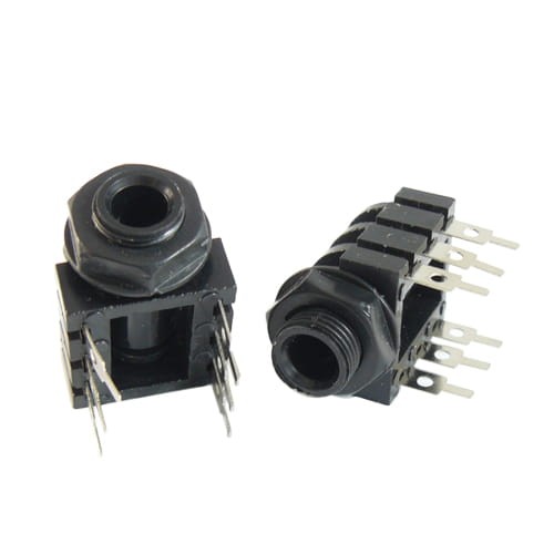 Gniazdo Jack 6.3mm stereo do obudowy i płytki drukowanej plastikowe przykręcane