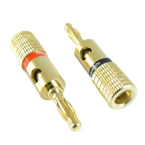 Wtyk banankowy (banan) na kabel złocony NAKAMICHI